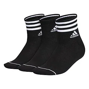 3-Pair Women's 3-Stripe High Quarter Socks with Arch Compression