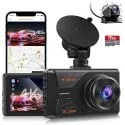 Spade 4K WiFi GPS Dash Camera with 1080p Rear Camera, 64GB Card