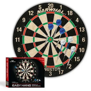 Narwhal Official Size Bristle Dartboard w/6 Steel Tip Darts