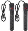 6-Outlet 200 Joule Surge Protector 2 Ft Power Strip