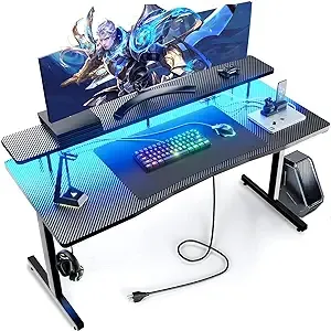 GTRacing 55" RGB LED Monitor Stand Gaming Desk