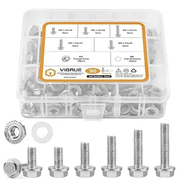 Vigrue 90-Piece M8 Flanged Hex Head Bolt Set (Stainless Steel)
