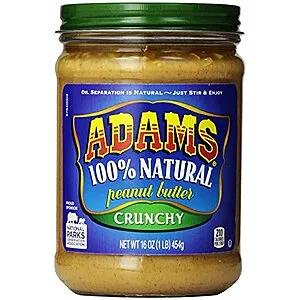 16-Oz Adams 100% Natural Peanut Butter (Crunchy)