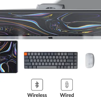 Keychron K7 Ultra-Slim 65% Layout Wireless Bluetooth/Wired Mechanical Keyboard, Hot Swappable Low-Profile Gateron Brown or Blue Switches White LED Backlit Keyboard