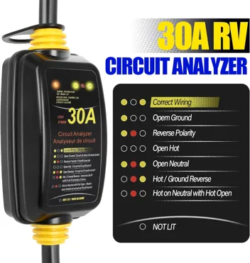 FAHKNS 30 Amp Weatherproof Fireproof RV Circuit Analyzer Surge Protector