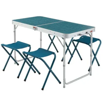 Decathlon Quechua Camping Folding Table w/ 4 Chairs (Blue)