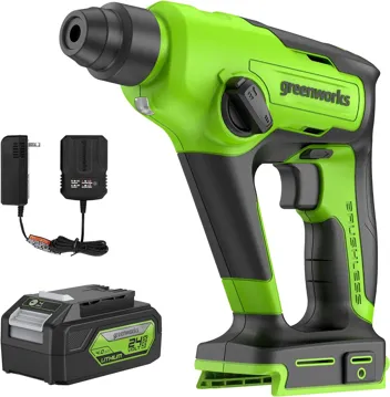 24V Brushless 1/2" Hammer Drill (Metal Chuck 20+3 Clutch / LED Light) + 5 PC Drill Bits, 2.0Ah Battery & Charger Included