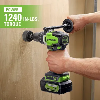 24V Brushless 1/2" Hammer Drill (Metal Chuck 20+3 Clutch / LED Light) + 5 PC Drill Bits, 2.0Ah Battery & Charger Included