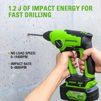 24V Brushless 1/2" Hammer Drill (Metal Chuck 20+3 Clutch / LED Light) + 5 PC Drill Bits, 2.0Ah Battery & Charger Included