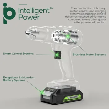 24V Brushless 1/2" Hammer Drill (Metal Chuck 20+3 Clutch / LED Light) + 5 PC Drill Bits, 2.0Ah Battery & Charger Included