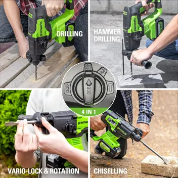 24V Brushless 1/2" Hammer Drill (Metal Chuck 20+3 Clutch / LED Light) + 5 PC Drill Bits, 2.0Ah Battery & Charger Included