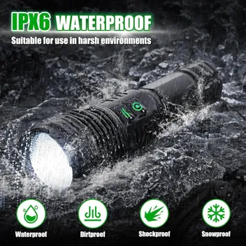 100000-Lumen 5-Mode Waterproof USB-Rechargeable Flashlights