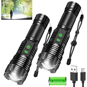 100000-Lumen 5-Mode Waterproof USB-Rechargeable Flashlights