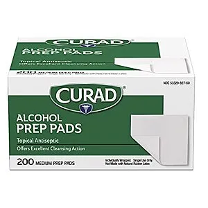 200-Count Alcohol Disinfectant 2-Ply Prep Pads (Medium Size)