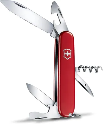 Spartan Serrated 12 Function Swiss Army Knife - Red with Gift Box