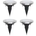 Mainstays Solar Powered Stainless Steel LED Landscape Walkway Disc Lights, 12 Lumens (4-Count)