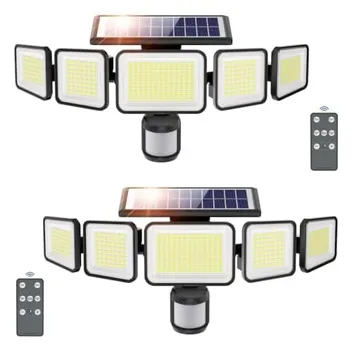 Omibee 3000lm 5-Adjustable Head 318-LED Solar Motion Sensor Flood Lights