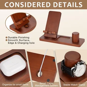 Funistree Wood Phone Docking Station Organizer