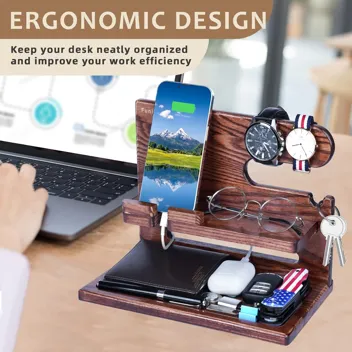 Funistree Wood Phone Docking Station Organizer