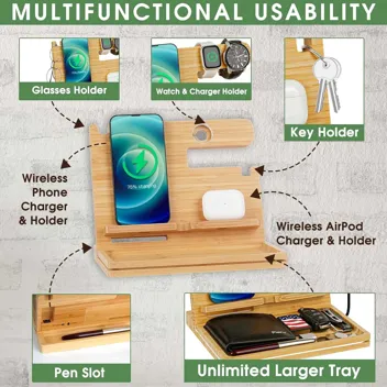 Funistree Wood Phone Docking Station Organizer