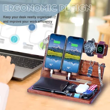 Funistree Wood Phone Docking Station Organizer