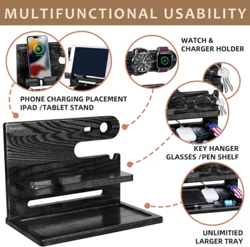 Funistree Wood Phone Docking Station Organizer