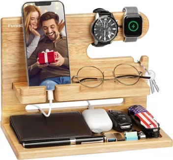 Funistree Wood Phone Docking Station Organizer