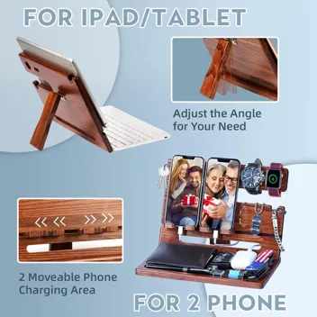 Funistree Wood Phone Docking Station Organizer