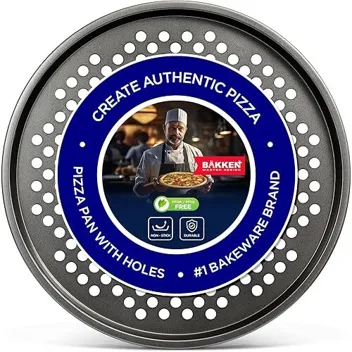 Bakkenmaster 13" Carbon Steel Non-Stick Perforated Pizza Pan