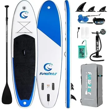 11'x 33" Inflatable Ultra-Light Stand Up Paddle Board Bundle (Brown Woodgrain Voyager)
