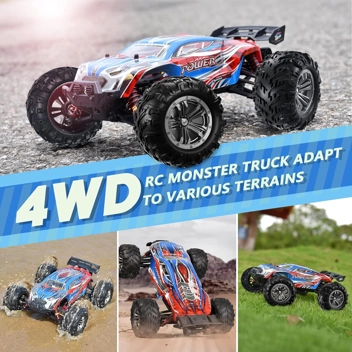 Hosim 2845 Brushless 60+ KMH 4WD High Speed RC Monster Truck, 1:16 Scale RC Car All Terrain Off-Road Waterproof 2.4GHZ Hobby Grade RC Vehicle for Adults Children(Green)