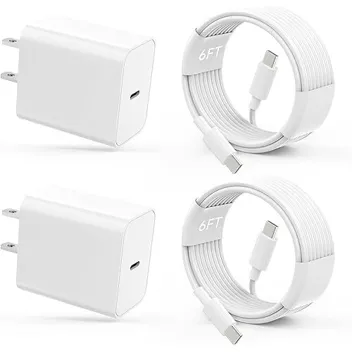 20W USB-C Wall Charger with 2x 6ft USB-C Cable