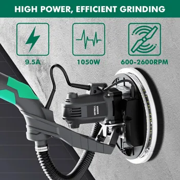 Imquali 9.5A 1050W Variable Speed Electric Drywall Sander Kit with Vacuum Dust Collector