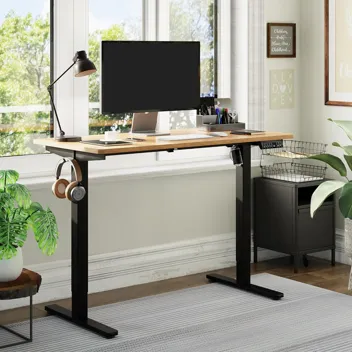 Shintenchi Electric Height Adjustable Sit Stand Desk w/ Splice Board (55" x 24", Various Colors)