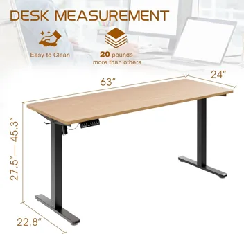 Shintenchi 63" x 24" Electric Height Adjustable Standing Desk