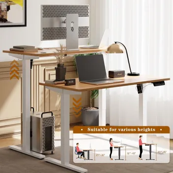 Shintenchi Electric Height Adjustable Sit Stand Desk w/ Splice Board (55" x 24", Various Colors)