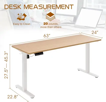 Shintenchi 63" x 24" Electric Height Adjustable Standing Desk