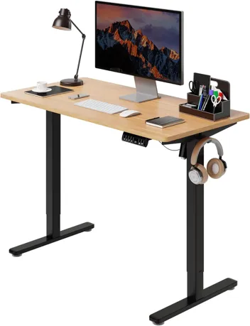 Shintenchi Electric Height Adjustable Sit Stand Desk w/ Splice Board (55" x 24", Various Colors)