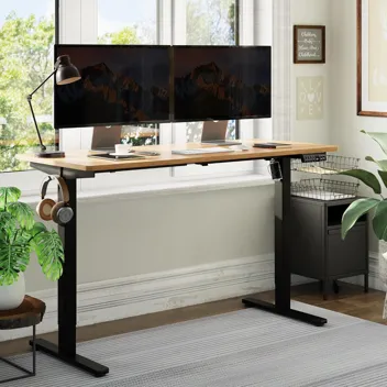 Shintenchi Electric Height Adjustable Sit Stand Desk w/ Splice Board (55" x 24", Various Colors)