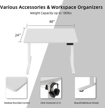 Shintenchi Electric Height Adjustable Sit Stand Desk w/ Splice Board (55" x 24", Various Colors)