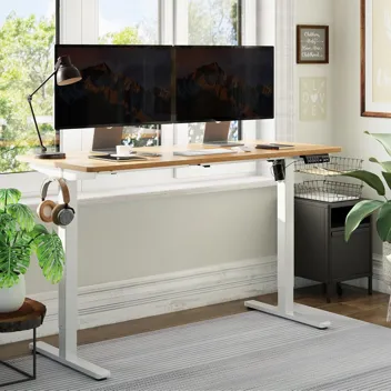 Shintenchi Electric Height Adjustable Sit Stand Desk w/ Splice Board (55" x 24", Various Colors)