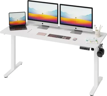 Shintenchi Electric Height Adjustable Sit Stand Desk w/ Splice Board (55" x 24", Various Colors)