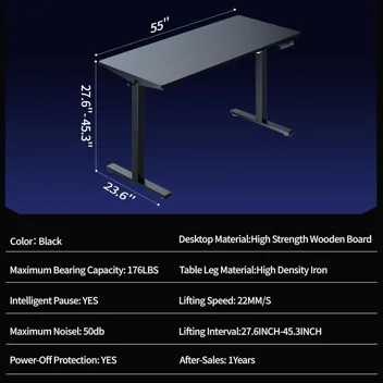 Shintenchi 63" x 24" Electric Height Adjustable Standing Desk