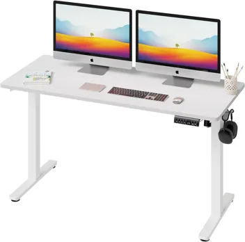 Shintenchi Electric Height Adjustable Sit Stand Desk w/ Splice Board (55" x 24", Various Colors)