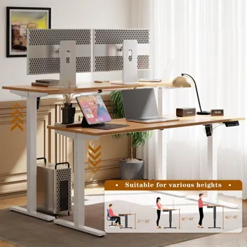 Shintenchi Electric Height Adjustable Sit Stand Desk w/ Splice Board (55" x 24", Various Colors)