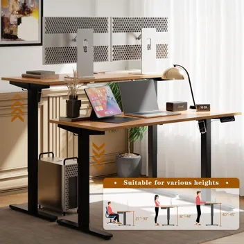 Shintenchi Electric Height Adjustable Sit Stand Desk w/ Splice Board (55" x 24", Various Colors)