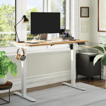 Shintenchi Electric Height Adjustable Sit Stand Desk w/ Splice Board (55" x 24", Various Colors)