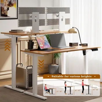 Shintenchi Electric Height Adjustable Sit Stand Desk w/ Splice Board (55" x 24", Various Colors)