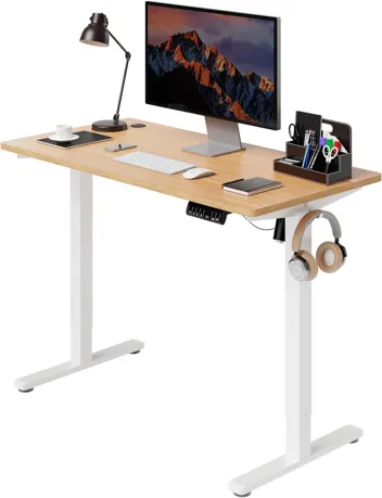 Shintenchi Electric Height Adjustable Sit Stand Desk w/ Splice Board (55" x 24", Various Colors)