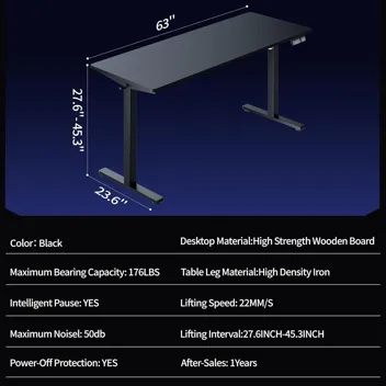 Shintenchi 63" x 24" Electric Height Adjustable Standing Desk